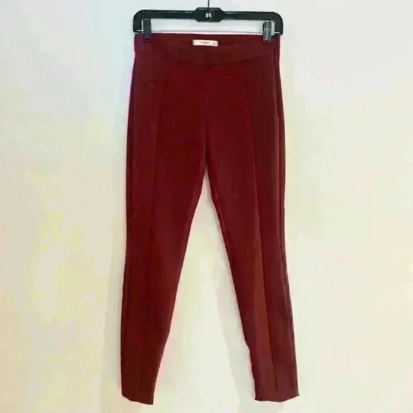 MANGO Burgundy Skinny Pants w/ Stitching and Zip Ankle Detailing - Picture 2 of 16